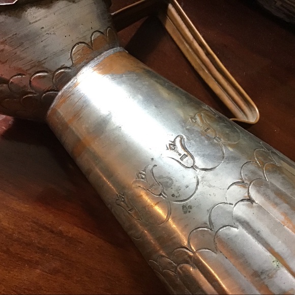 Vintage Handcrafted silver wash copper pitcher - Picture 4 of 8